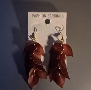 Brown Leaf Dangle Earrings